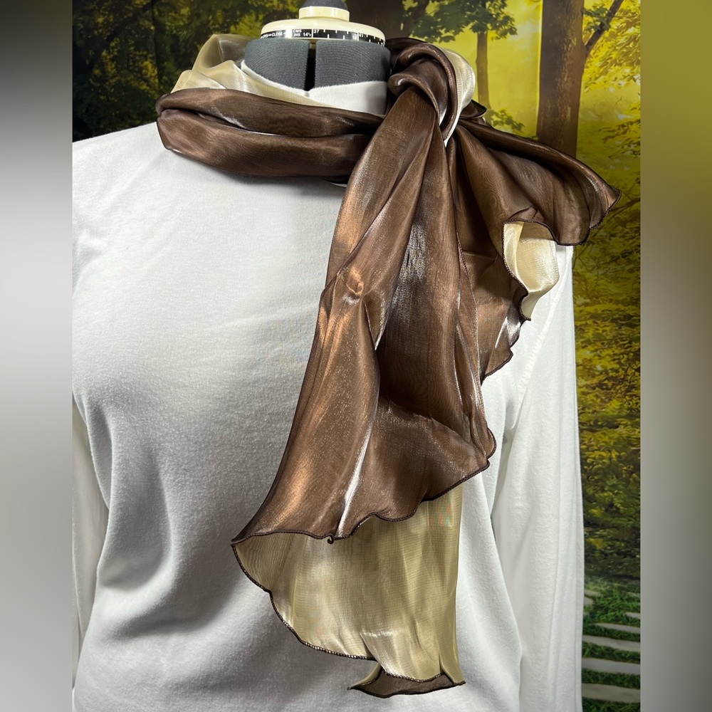 🆕 Joan Rivers Sophisticated Lady 2 color, brown & champagne, scarf